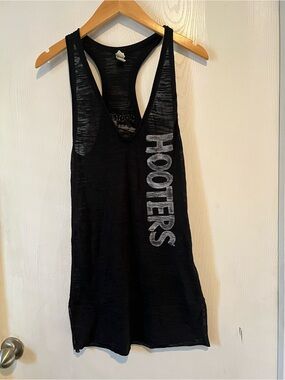 Vintage Hooters Long Tank Tunic Cover Up Black Madeira Beach John’s Pass Sz S